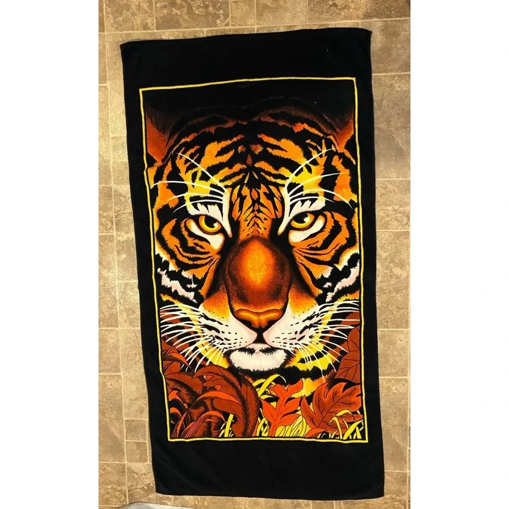 Vtg Large Tiger‎ Print Towel